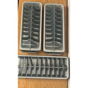 Vintage Frigidaire Ice Cube Trays (3) Aluminum Metal 14 Cube “Quickube” Winter